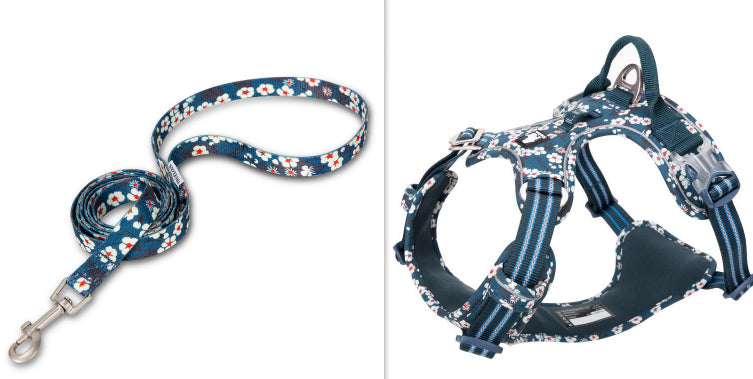 KFX-2467645 Floral Dog Chest Strap with Reflective Nylon and Aluminum Buckle