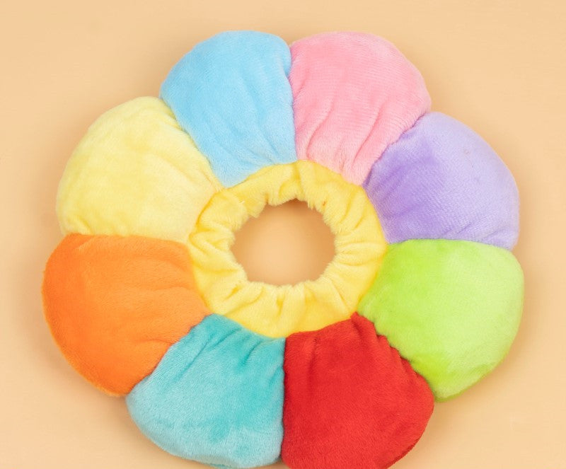 KFX-2470333 Cat Headgear Collar for Sterilization - Sunflower Rainbow Design, Adjustable Fit for Small to Medium Pets