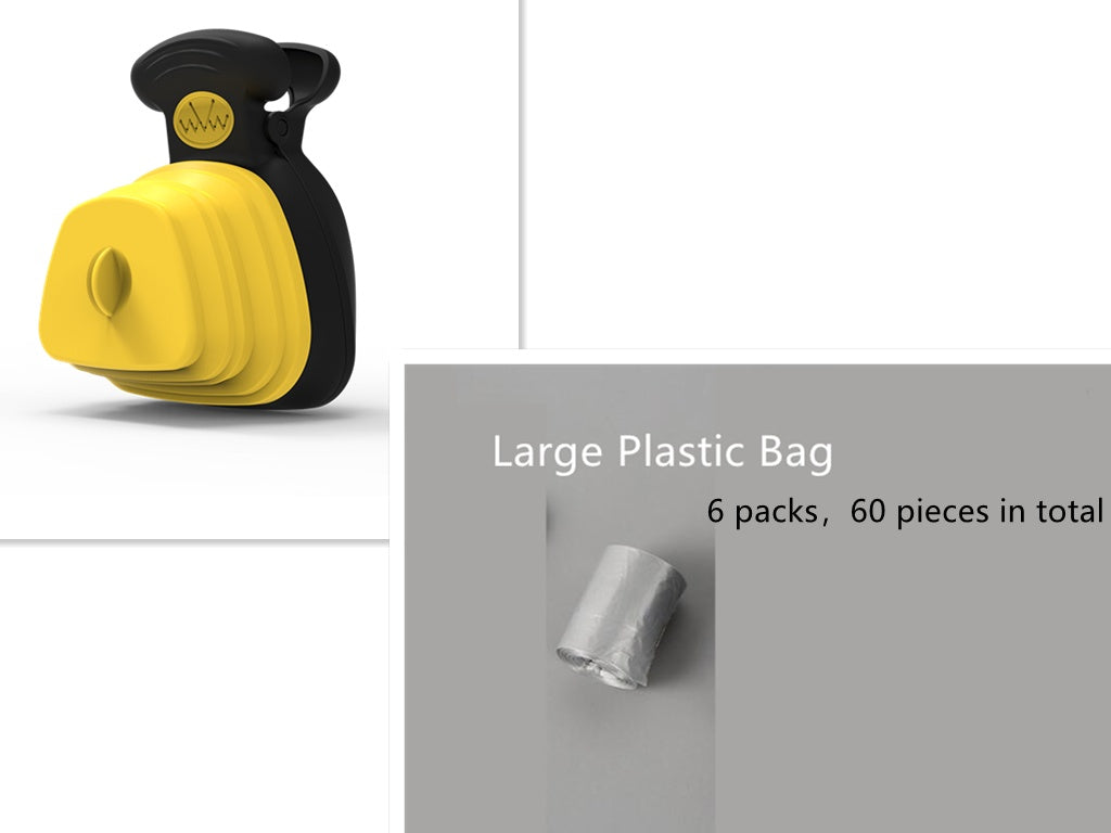 KFX-2470589 Foldable Silicone Poop Bag Dispenser with Travel Spoon for Outdoor Use