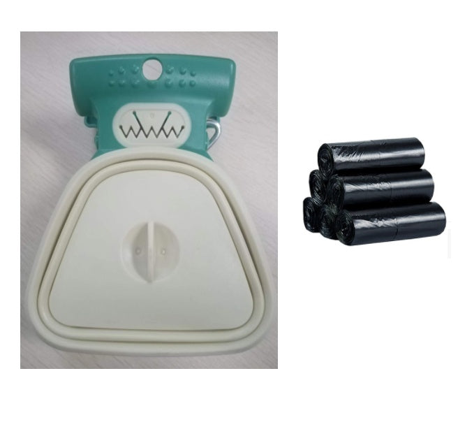 KFX-2470589 Foldable Silicone Poop Bag Dispenser with Travel Spoon for Outdoor Use