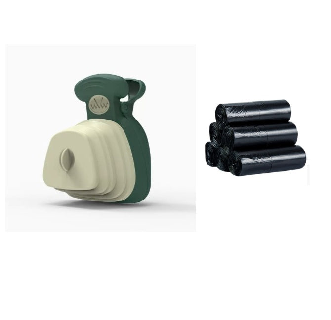 KFX-2470589 Foldable Silicone Poop Bag Dispenser with Travel Spoon for Outdoor Use