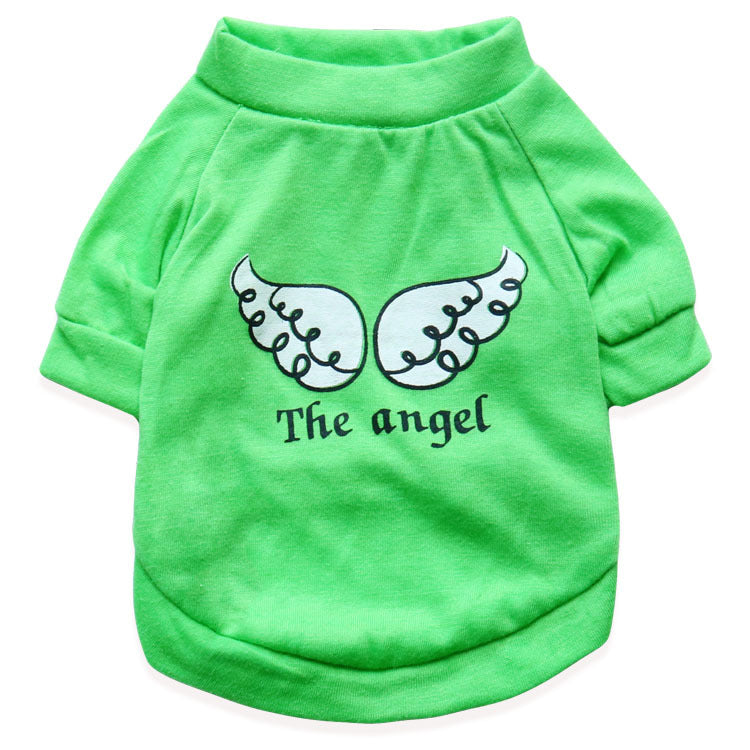 KFX-2472509 Light Green Cotton Jersey T-shirt with Wing Print for Small Dogs