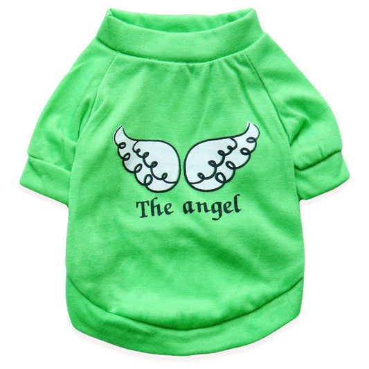 KFX-2472509 Light Green Cotton Jersey T-shirt with Wing Print for Small Dogs