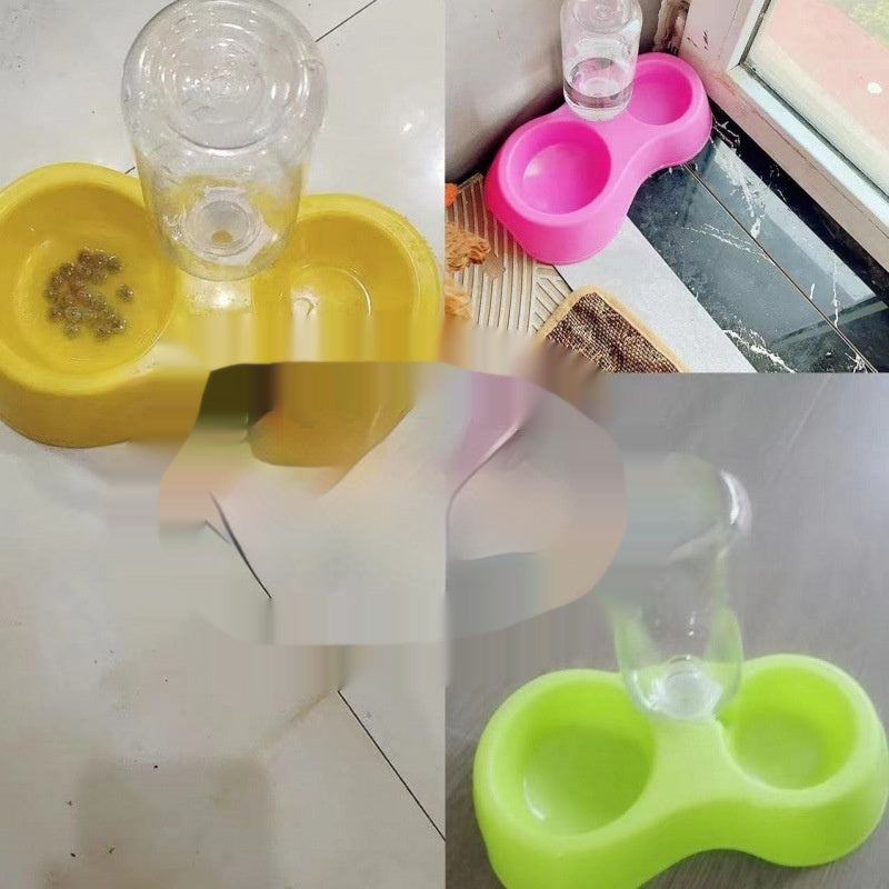 KFX-2474301 Double Bowl Automatic Ceramic Dog Water Bowl with Stainless Steel Cat Dish
