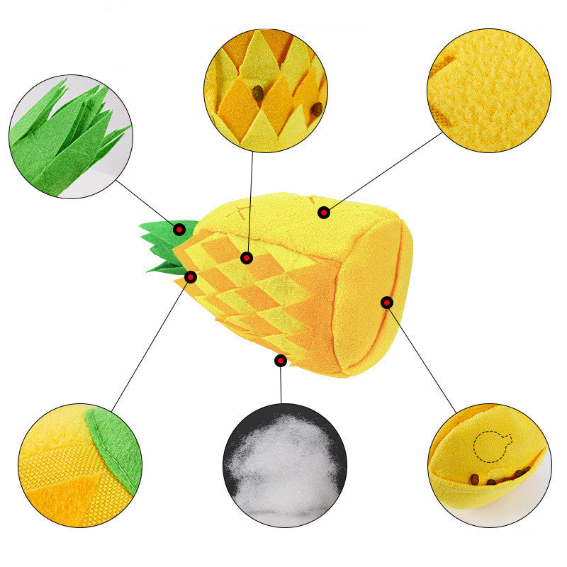 KFX-2474941 Pineapple-Shaped Sniffing Toy for Pets in Yellow, Made of Polar Fleece, 13x30 CM