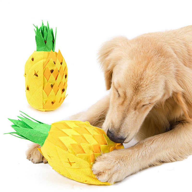 KFX-2474941 Pineapple-Shaped Sniffing Toy for Pets in Yellow, Made of Polar Fleece, 13x30 CM