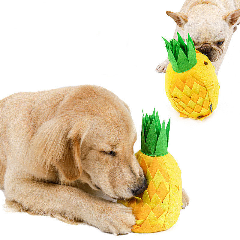 KFX-2474941 Pineapple-Shaped Sniffing Toy for Pets in Yellow, Made of Polar Fleece, 13x30 CM