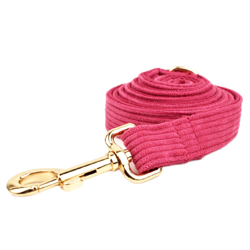 KFX-2475581 Velvet Fabric Dog Collar with Adjustable Sizes, Leash, Bow, Flower, Vest, and Poop Bag