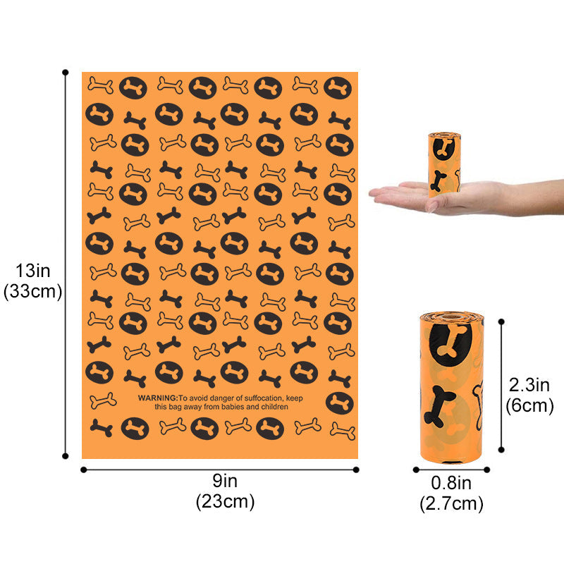 KFX-2476349 Eco-Friendly Dog Poop Bags - Continuous Roll, 23x33cm, 15 Bags per Roll, EPI & HDPE Material