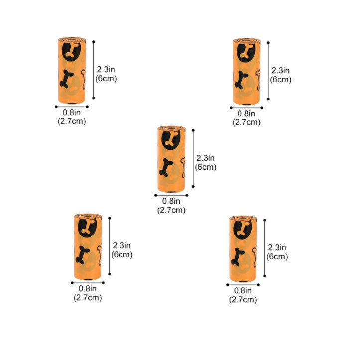 KFX-2476349 Eco-Friendly Dog Poop Bags - Continuous Roll, 23x33cm, 15 Bags per Roll, EPI & HDPE Material
