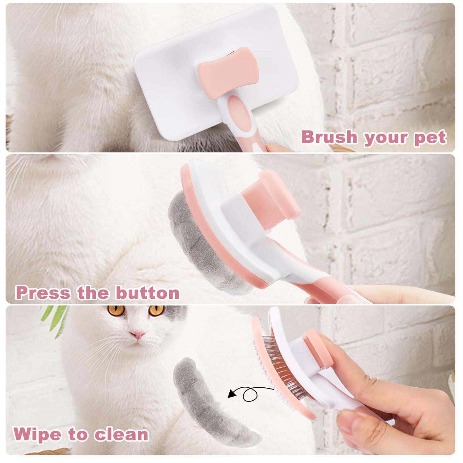 KFX-2477373 Self-Cleaning Slicker Brush for Dogs and Cats - Efficient Pet Hair Removal for All Coat Types