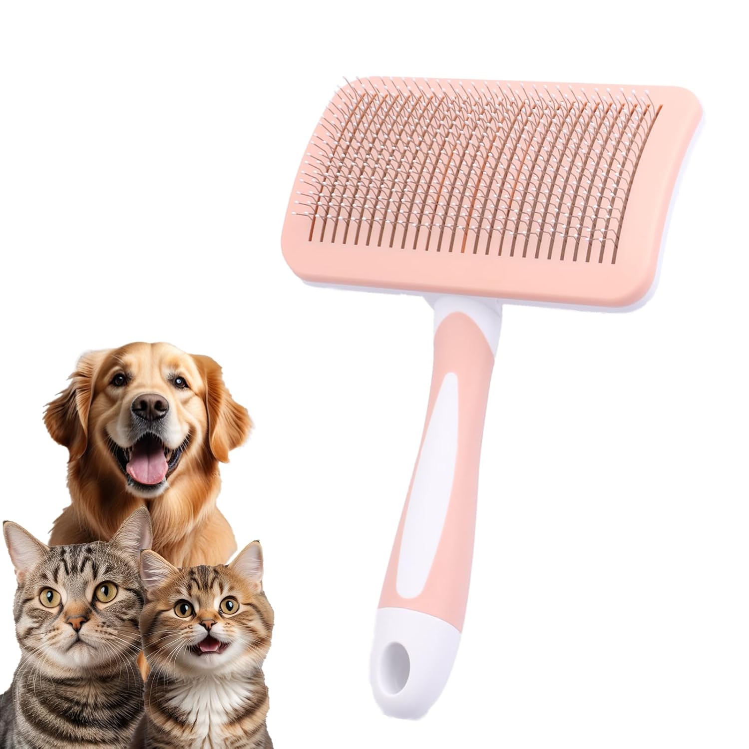 KFX-2477373 Self-Cleaning Slicker Brush for Dogs and Cats - Efficient Pet Hair Removal for All Coat Types