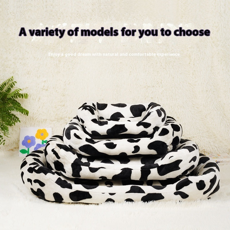 KFX-2478141 Cow Print Medium to Large Dog Pet Bed – Comfortable Cloth Design for Your Furry Friend