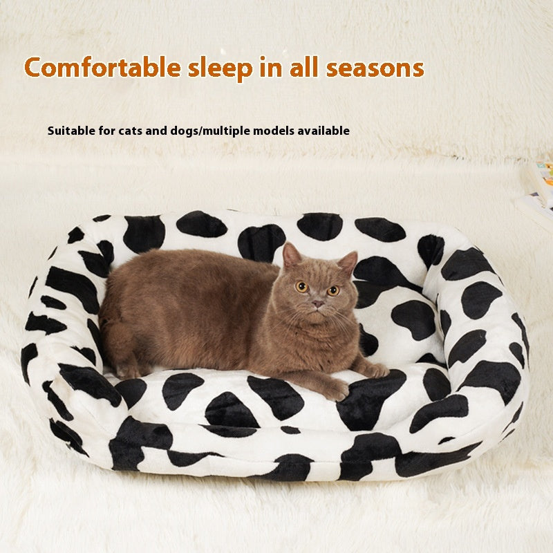 KFX-2478141 Cow Print Medium to Large Dog Pet Bed – Comfortable Cloth Design for Your Furry Friend