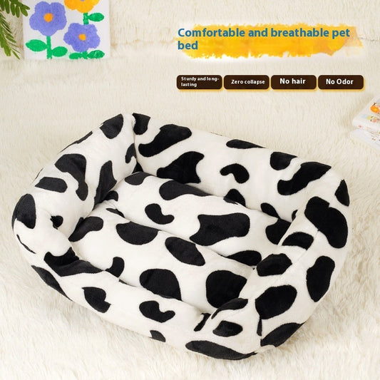 KFX-2478141 Cow Print Medium to Large Dog Pet Bed – Comfortable Cloth Design for Your Furry Friend