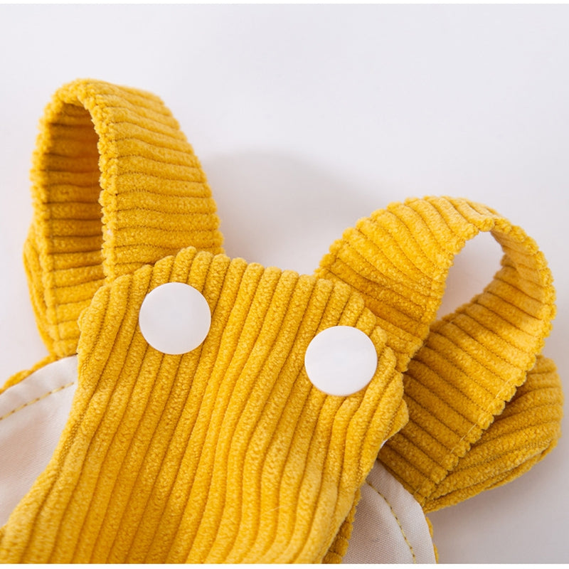 KFX-2478653 Cute Bear Corduroy Overalls for Small Dogs - Warm Autumn & Winter Puppy Apparel
