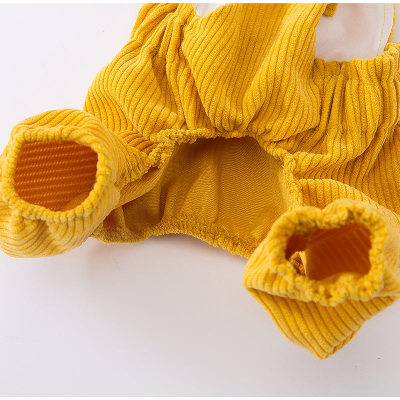 KFX-2478653 Cute Bear Corduroy Overalls for Small Dogs - Warm Autumn & Winter Puppy Apparel