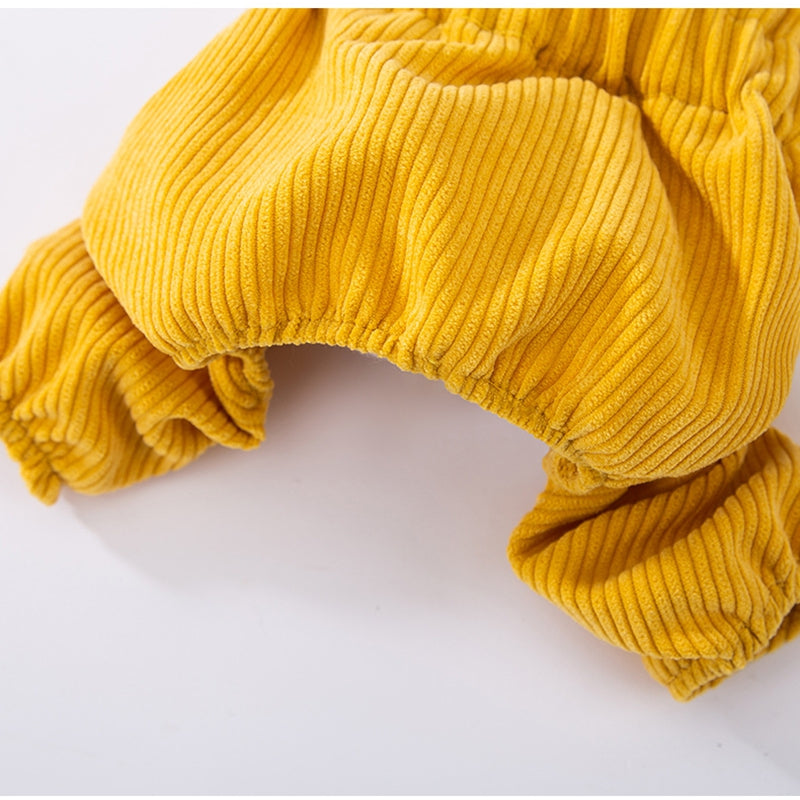 KFX-2478653 Cute Bear Corduroy Overalls for Small Dogs - Warm Autumn & Winter Puppy Apparel