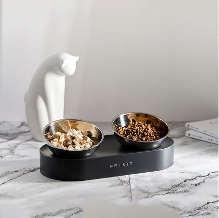 KFX-2480061 Adjustable Stainless Steel Pet Feed Bowl Double Feeder with Detachable Design