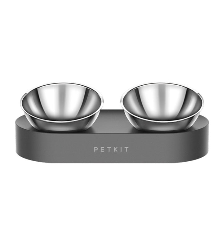 KFX-2480061 Adjustable Stainless Steel Pet Feed Bowl Double Feeder with Detachable Design