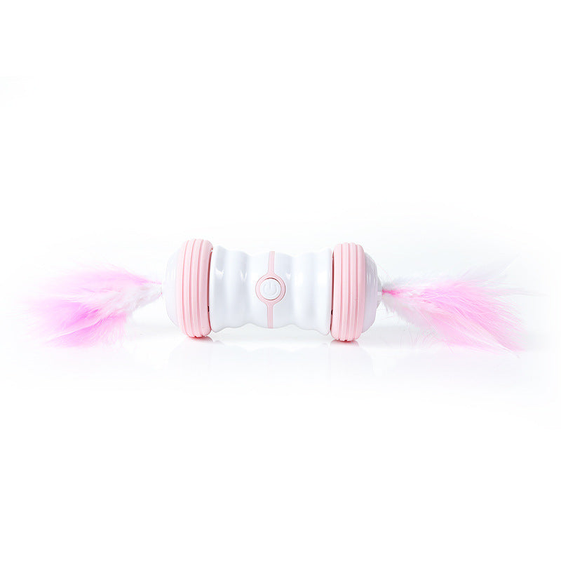 KFX-2480701 USB Rechargeable Electric Cat Toy with LED Flashing Rolling Ball and Feather Sticks