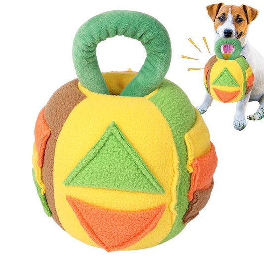 KFX-2481341 Interactive Squeaky Plush Ball Toy for Dogs - Treat Dispenser and Chew Toy, Teeth Cleaning & Engagement