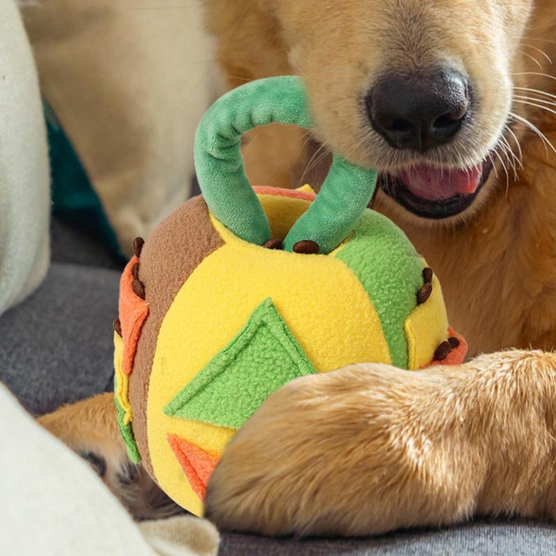 KFX-2481341 Interactive Squeaky Plush Ball Toy for Dogs - Treat Dispenser and Chew Toy, Teeth Cleaning & Engagement