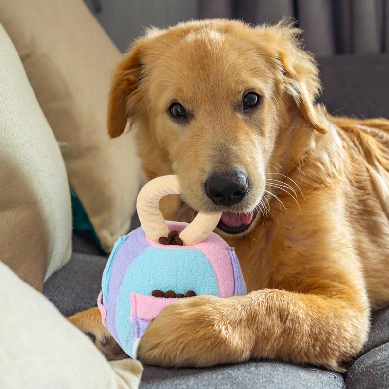 KFX-2481341 Interactive Squeaky Plush Ball Toy for Dogs - Treat Dispenser and Chew Toy, Teeth Cleaning & Engagement