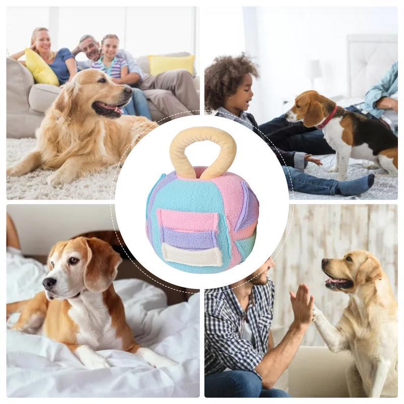 KFX-2481341 Interactive Squeaky Plush Ball Toy for Dogs - Treat Dispenser and Chew Toy, Teeth Cleaning & Engagement