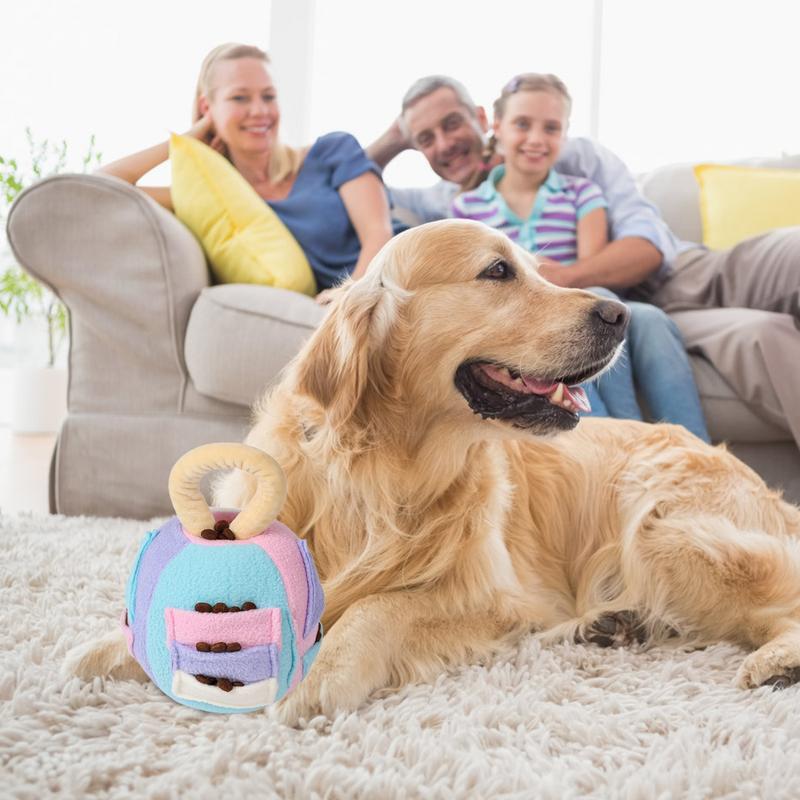 KFX-2481341 Interactive Squeaky Plush Ball Toy for Dogs - Treat Dispenser and Chew Toy, Teeth Cleaning & Engagement