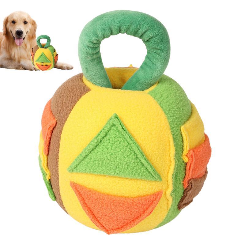 KFX-2481341 Interactive Squeaky Plush Ball Toy for Dogs - Treat Dispenser and Chew Toy, Teeth Cleaning & Engagement