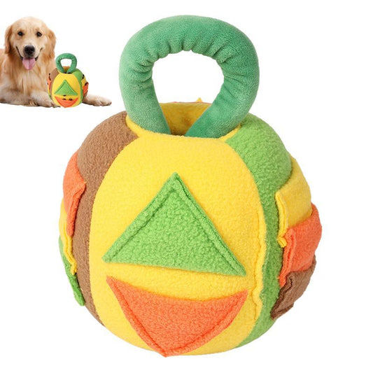 KFX-2481341 Interactive Squeaky Plush Ball Toy for Dogs - Treat Dispenser and Chew Toy, Teeth Cleaning & Engagement