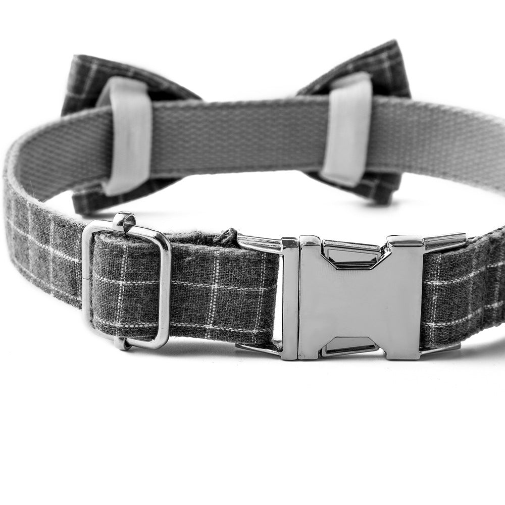 KFX-2481853 Plaid Nylon Dog Collar with Adjustable Alloy Socket, Size S/M/L