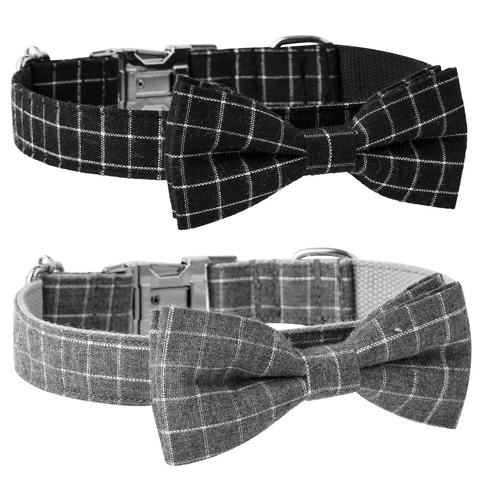 KFX-2481853 Plaid Nylon Dog Collar with Adjustable Alloy Socket, Size S/M/L