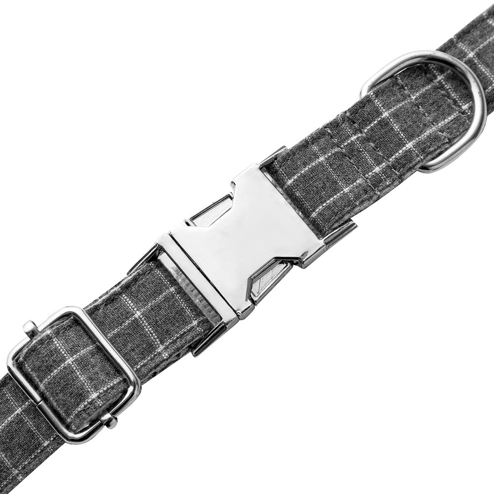KFX-2481853 Plaid Nylon Dog Collar with Adjustable Alloy Socket, Size S/M/L