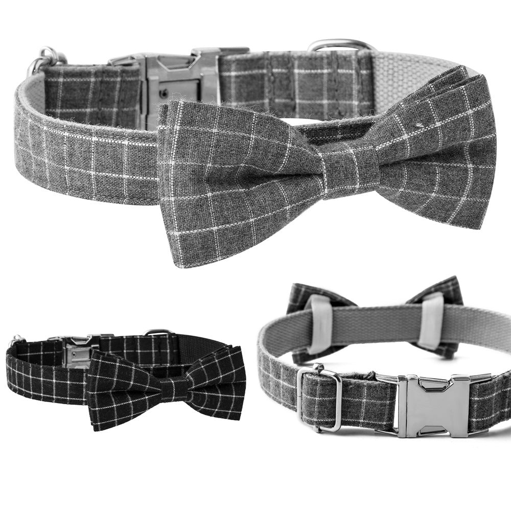 KFX-2481853 Plaid Nylon Dog Collar with Adjustable Alloy Socket, Size S/M/L