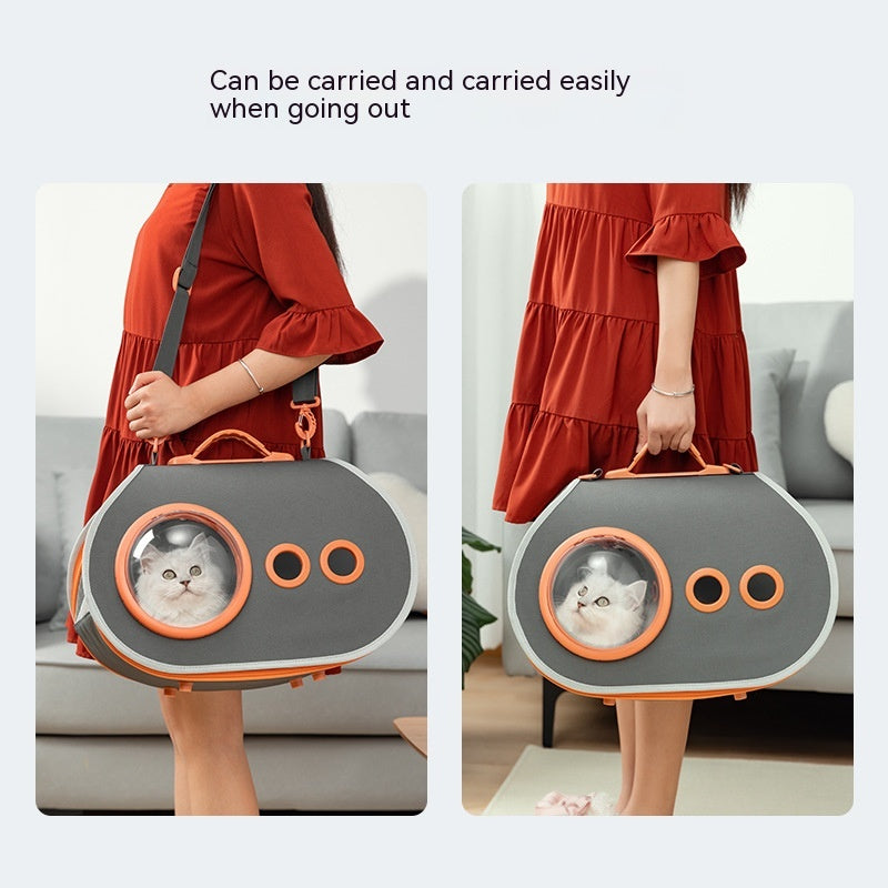 KFX-2482109 Gray Oxford Portable Large Capacity Pet Shoulder Bag - 15 Jin Capacity