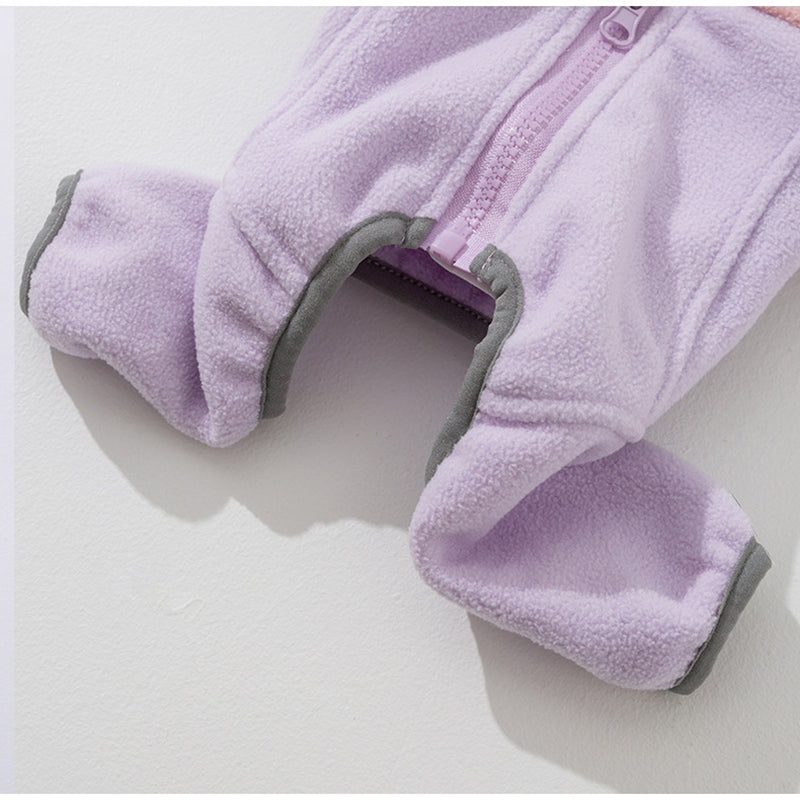 KFX-2484413 Cozy Fleece Jumpsuit for Small Dogs - Light Outdoor Color-Blocking Design