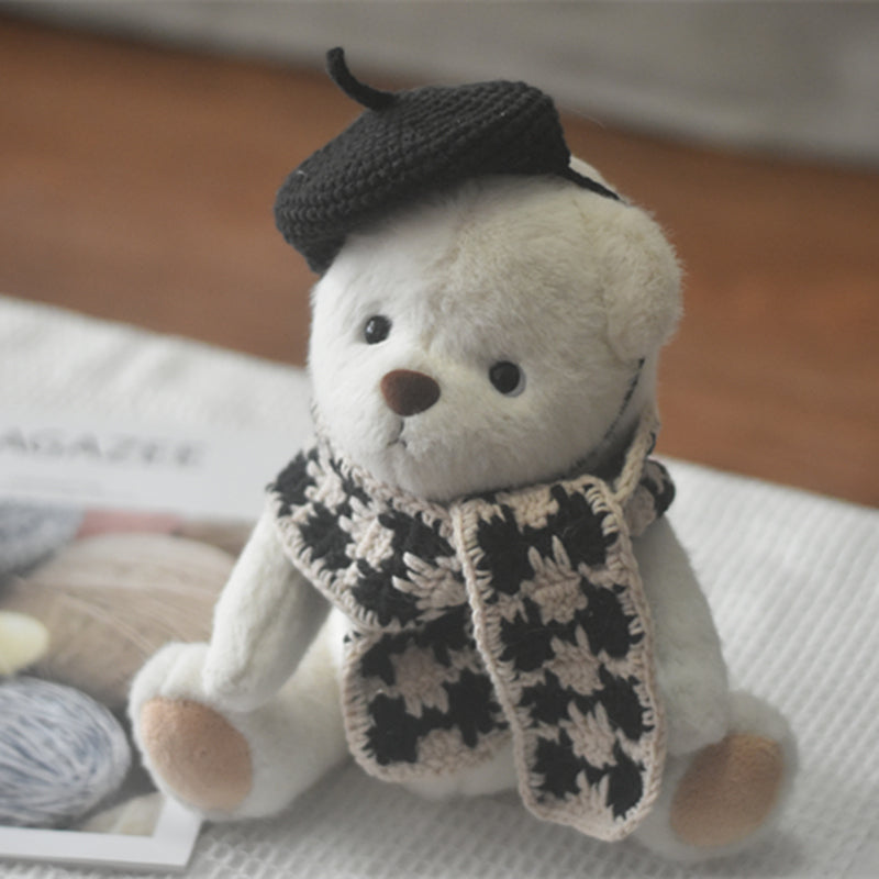 KFX-2484669 Fashionable Pet Beret and Scarf Set with Clear Glasses for Cats and Small Dogs