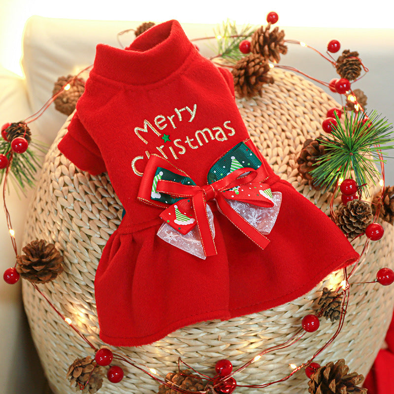 KFX-2485437 Festive Red Pet Clothing Collection for Dogs and Cats - Christmas Sweaters, Dresses, and Hoodies