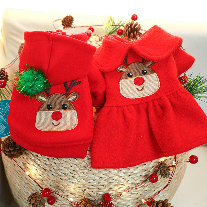 KFX-2485437 Festive Red Pet Clothing Collection for Dogs and Cats - Christmas Sweaters, Dresses, and Hoodies