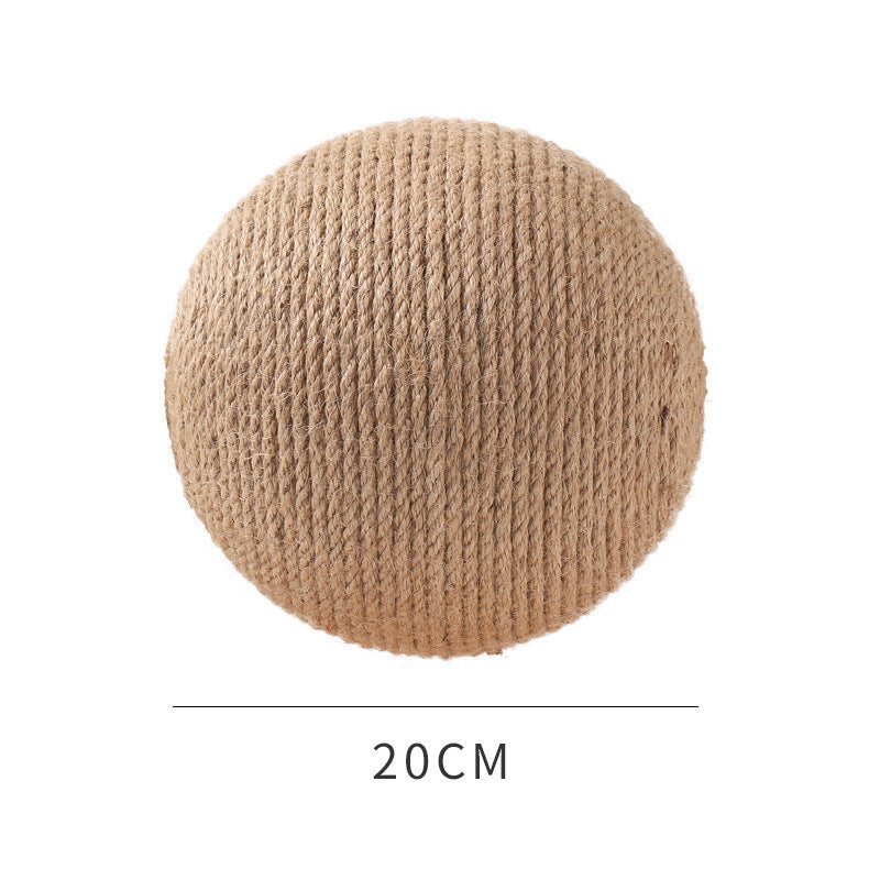 KFX-2485821 Sisal Cat Catching Ball with Wood Base for Natural Scratching and Play