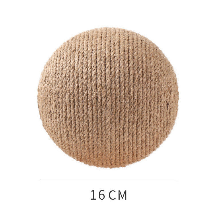 KFX-2485821 Sisal Cat Catching Ball with Wood Base for Natural Scratching and Play