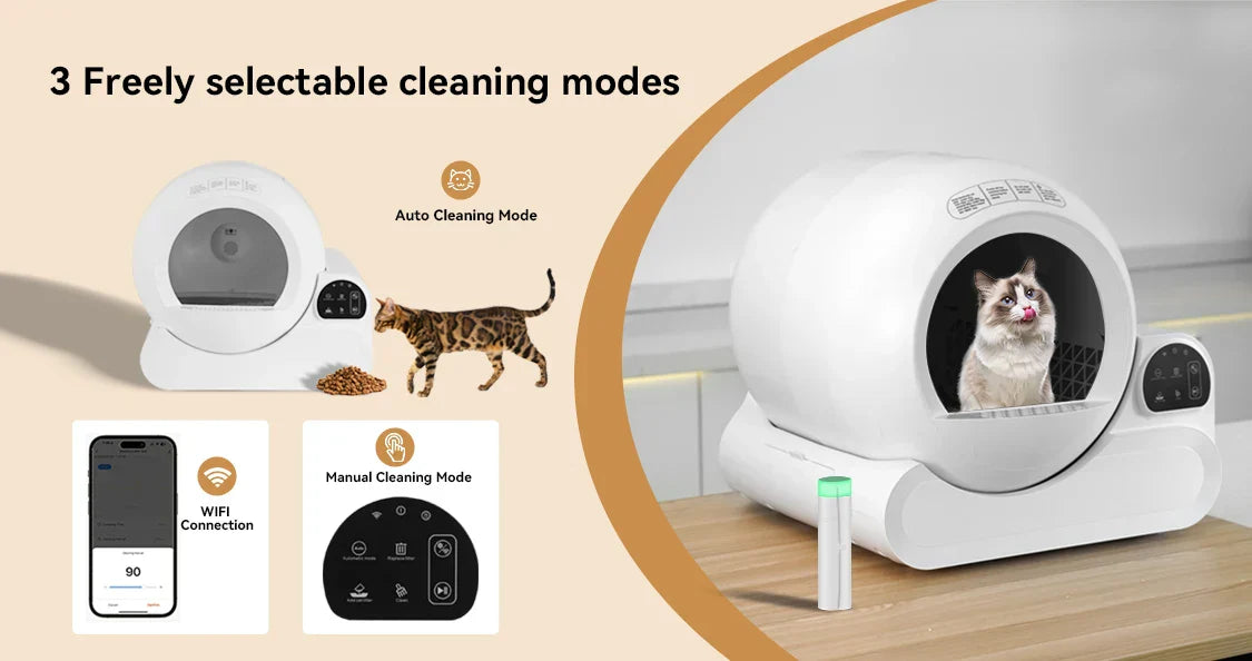 KFX-248723 Extra Large 70L Automatic Cat Litter Box with Wi-Fi Control and Odor Control for Multi-Pet Homes