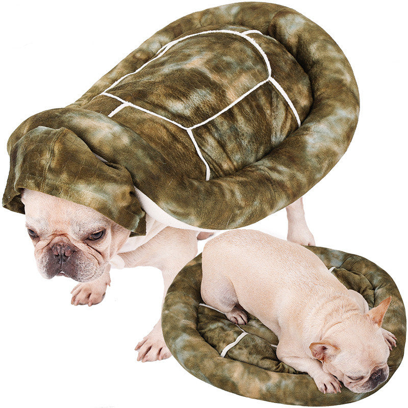 KFX-2487997 Multifunctional Pet Nest for Winter – Warm Polyester Clothing in Green & Brown, Sizes S to 3XL