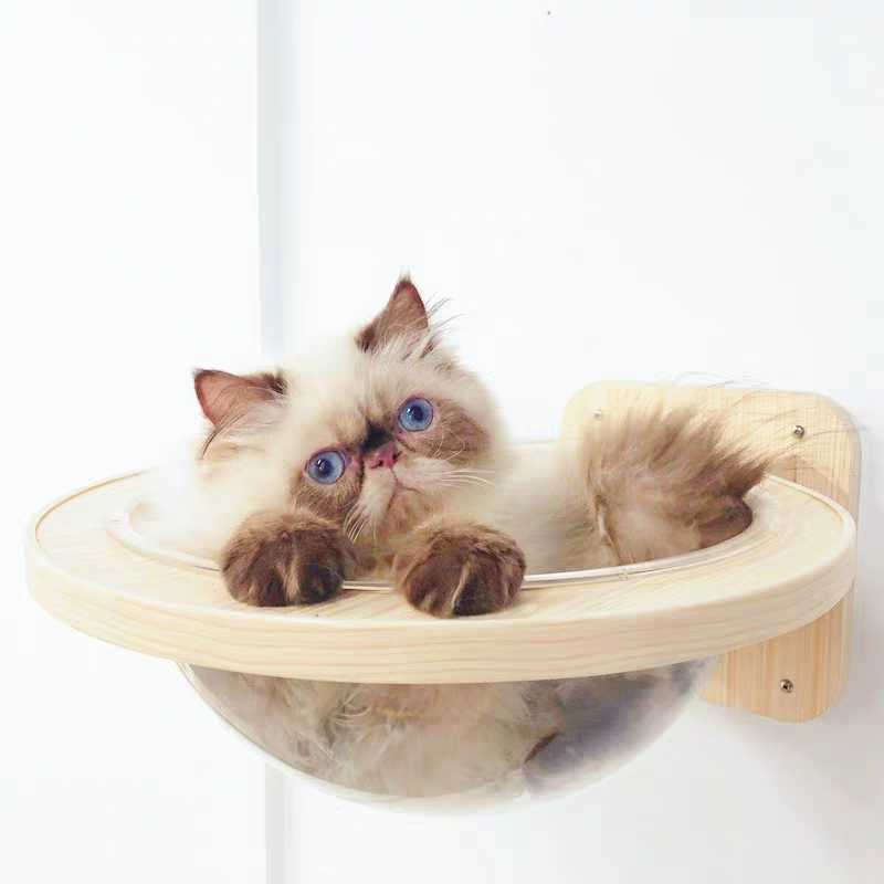 KFX-2488893 Wall-Mounted Solid Wood Cat Jumping Platform for Active Play