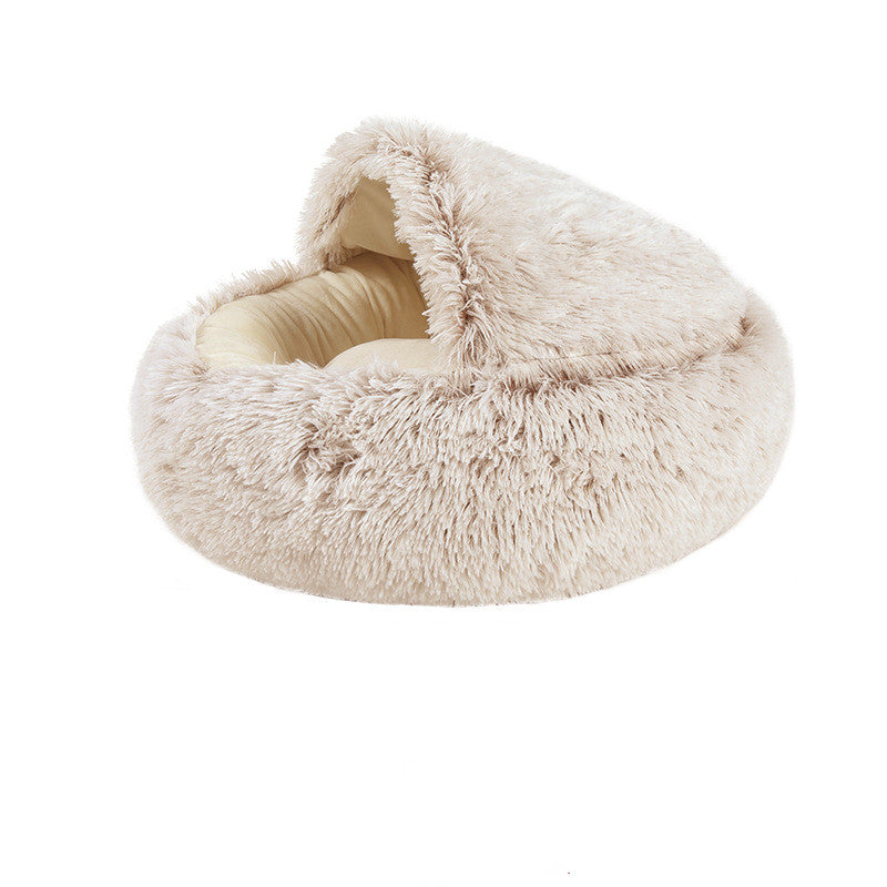 KFX-2489661 Cozy Crystal Velvet Half-Pack Cat Nest with Plush Interior and Oxford Base