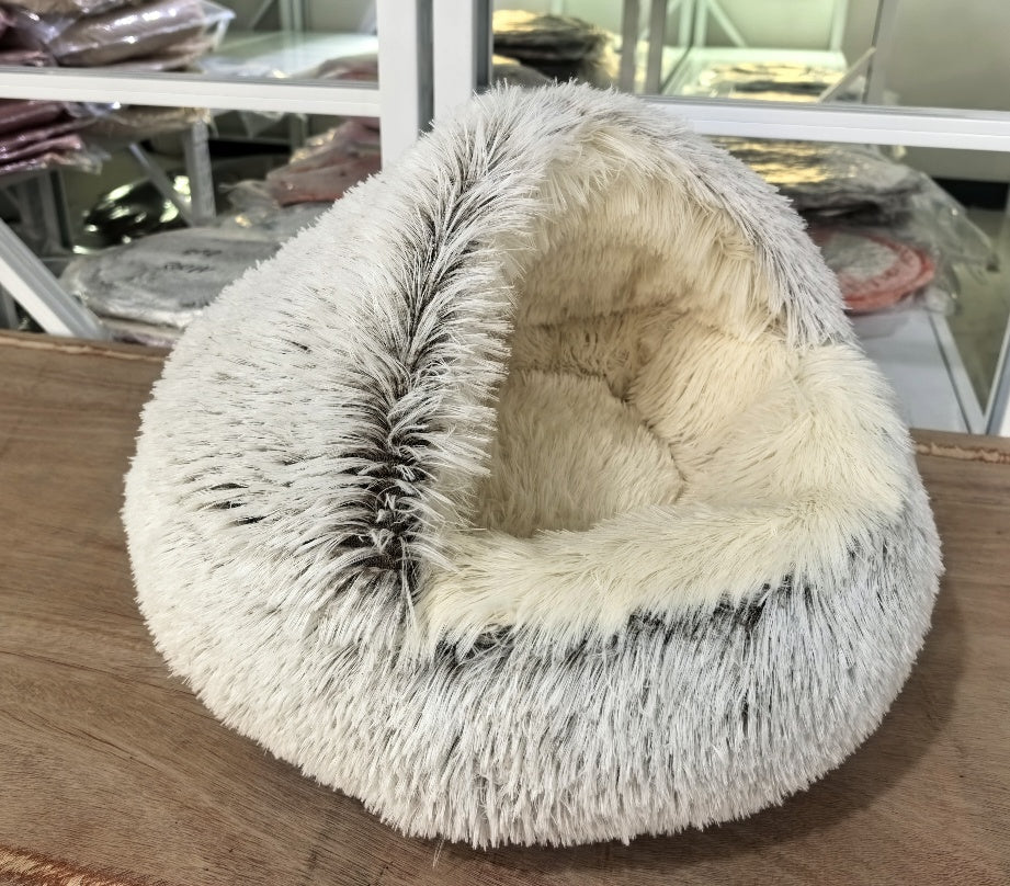 KFX-2489661 Cozy Crystal Velvet Half-Pack Cat Nest with Plush Interior and Oxford Base