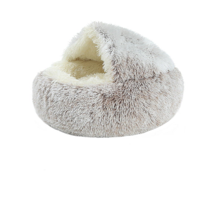 KFX-2489661 Cozy Crystal Velvet Half-Pack Cat Nest with Plush Interior and Oxford Base