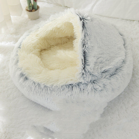 KFX-2489661 Cozy Crystal Velvet Half-Pack Cat Nest with Plush Interior and Oxford Base